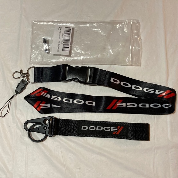 Black, Red, & White Dodge Neck and Key Lanyard Set - Picture 1 of 4